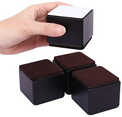 AIRUJIA 5 cm lyft möbler höjare kolstål sänghöjare, diameter 6 cm självhäftande tunga möbelhöjare lägger till 5 cm höjd till sängar soffor skåp stöder 9 kg (fyrkantig, svart)