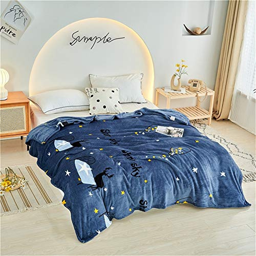 Chickwin Chickw1 Flanelldecke Kuscheldecke, Nordisch Super Soft Weiche Wohndecke Warm Flauschige Decke TV-Decke Mikrofaserdecke Sofadecke oder Bettüberwurf Tagesdecke (Goldene Sterne,200x230cm)