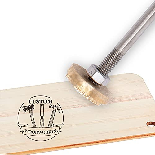 CREATPLANET Custom Wood Branding Eisen 1.2 Zoll Leder Branding Eisenstempel Custom Logo Heat BBQ Stamp Mit Messingkopf & Holzgriff Zum Backen Holzbearbeitung Handgefertigtes Design-Wood Woeking Tool