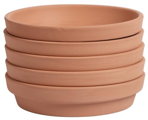 Yardwe 5-Pack Terracotta Plant Pot Saucers, 11 cm | Round Water-Catching Trays for Indoor and Outdoor Pots, Helping Reduce Soil and Water Spills on Shelves and Tables