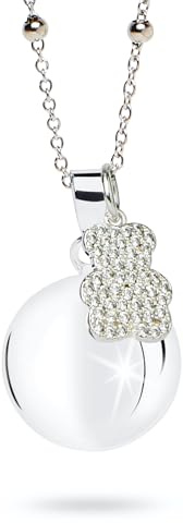 MAMIJUX Pendentif Bola en forme d'ourson et chaîne en acier, TU, Acier inoxydable, Pas de pierre précieuse