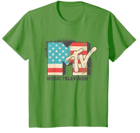 MTV Herren T-Shirt Grau Klassisches V-Ausschnitt Kurzarm T-Shirt mit Pailletten Logo Spreizkragen Crew-Ausschnitt Unisex EU Klein