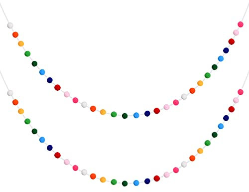Laughhe Bunte Filzkugeln Girlande 2.5m mit 30 Pompoms - Wolle Filz Ball Kette für Wand Party Dekor und Christbaum Schmuck