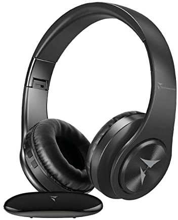 TECHMADE Cuffie TV wireless senza filo, con trasmettitore - adattatore universale jack 3,5 cavo ottico, RCA- lunga autonomia - per adulti, anziani