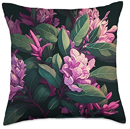 Pink Rhododendron Plant Throw Pillow