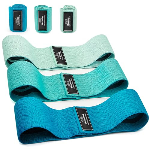 Bande élastique Fitness en Tissu, [Lot de 3] Bande de Résistance 3 Niveaux de Force,équipement d'Exercices pour Rééducation Physique Musculation Pilates Yoga, avec Sac de Rangement