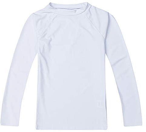 ESTAMICO Baby/Toddler Boys Rash Guard Shirts Long Sleeve Quick Dry Swim Shirt UPF 50+ Rashguard, White 18-24 Months