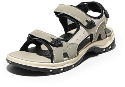 DREAM PAIRS Sandalen Klettverschluss Damen Trekkingsandalen Wandersandalen rutschfester Gummisohle & wasserabweisend für Strand, Freizeit, Wassersport,Size 40.5,Beige,SDSA2401W