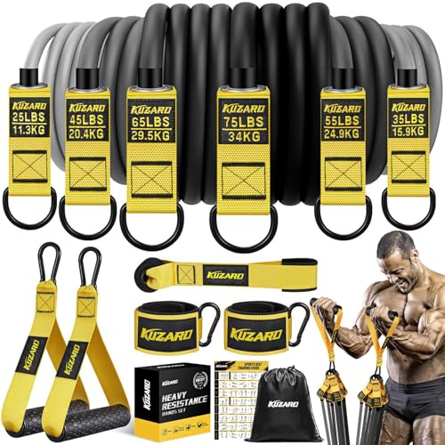 Fasce di resistenza per allenamento 136 kg 163,3 kg Fasce di allenamento pesanti con maniglie, fasce di allenamento per uomini, set di fasce per pesi per allenamento muscolare, forza, sottile, yoga