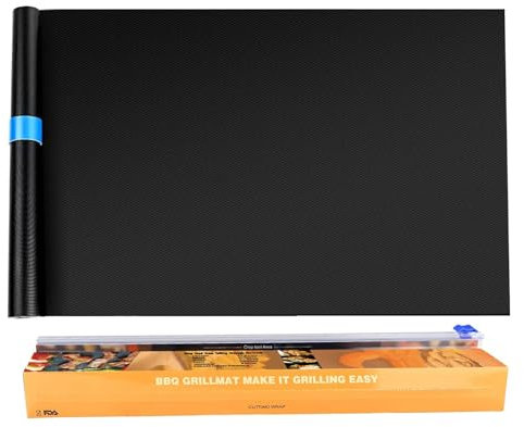 Homealexa Stuoia di Cottura per BBQ 40x500cm, Piastra di Cottura Riutilizzabile tagliabile sovradimensionata Antiaderente in Teflon Senza PFOA per Forno a Gas Barbecue a carbonella