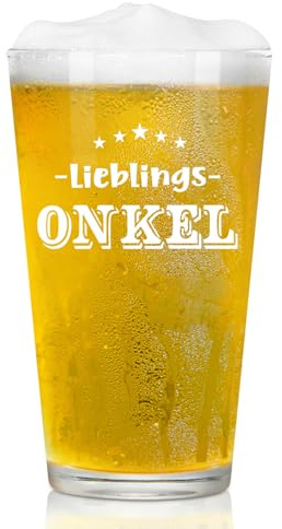 Joymaking Bierglas mit Spruch - Lieblingsonkel, Geschenk für Onkel, Kleines Dankeschön, Bester Onkel Geschenke zum Geburtstag Vatertag Weihnachten 15oz