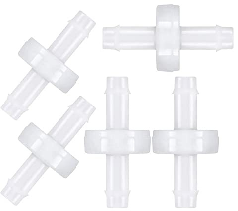 Wlauqueta 5 Stück Rückschlagventil, PVDF, verschleißfest, rückschlagfest, unidirektional, für Gas, , 1/4 , 6 mm