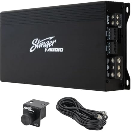 STINGER Audio MT-1000.5 1200 Watt RMS 5-Channel Car Audio Amplifier, Class D, Hexfet Mosfet, Crossover High-Pass/Low-Pass Filter, Subsonic Filter, Remote Subwoofer Bass Knob, Bass Boost Q