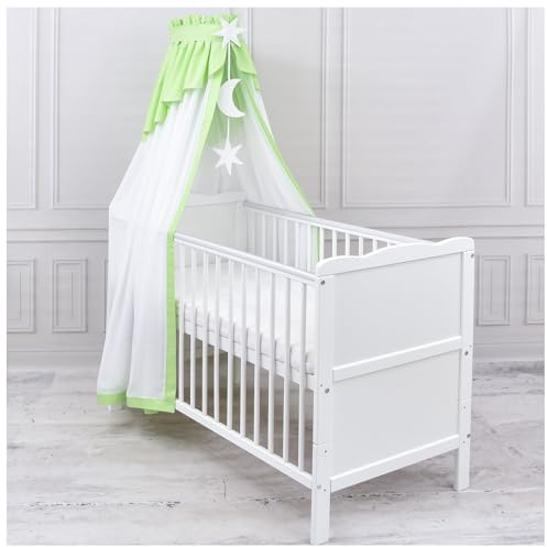 Generisch Baby Delux Babybett Himmel Betthimmel Chiffon Baldachin für Babybett Kinderbett Wiege Stubenwagen Himmelstange Applikationen Deko (Grün, ohne Himmelstange)