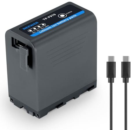 NEEWER NP-F970 10500mAh Batterie Rechange pour Sony FX3/FX30/A7 pour Canon R5 pour Nikon Z8, Cable PD 20W USB C 4,8h Charge Rapide Camera Battery Rechargeable Appareil Photo Caméscope Éclairage, Gris