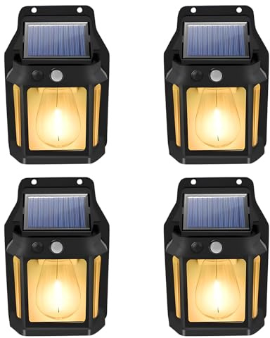 Solarlampen für Außen mit Bewegungsmelder, Solarleuchten Außenwandleuchten 120° Warmweiß 600LM Superhelle Solarleuchte Sicherheitswandleuchte 3 Modi Wandleuchte Garten, IP65 wasserdichte (4 Stück)