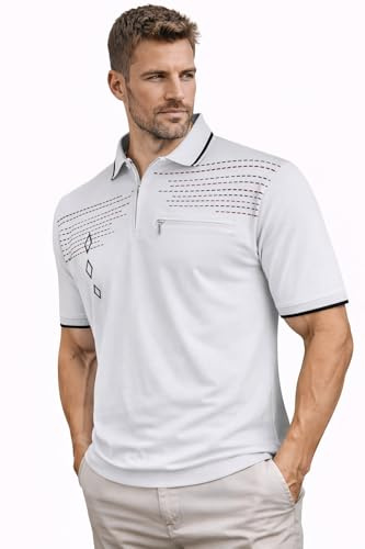 Soltice Herren Kurzarm Poloshirt, Polohemd Kragen, Gestreifte Blousonshirt mit Brusttasche aus Baumwoll-Mix (M bis 3XL)