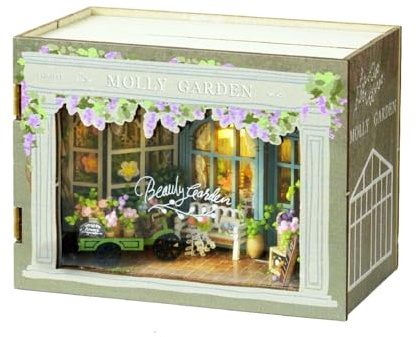 CUTEROOM Kit di costruzione in miniatura, piccoli kit fai-da-te per costruire case, casetta per bambole in legno, modello in miniatura regalo per ragazzi e adulti (Molly Garden)