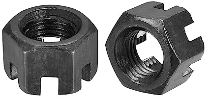 QUARKZMAN M12x1,5 mm Sechskant-Schlitzmutter, Sechskantmuttern aus Kohlenstoffstahl der Güteklasse 4.8, schwarz, 12 Stück