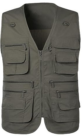 Gilet de travail d'été pour hommes : gilet d'extérieur pour hommes 7XL grande taille mince gilet de pêche avec de nombreuses poches veste softshell légère sans manches gilet multifonction gilets