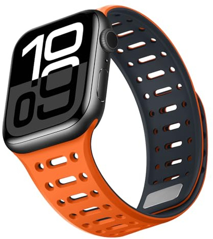 ZZDZZ Compatible with Apple Watch Straps 49mm 46mm 45mm 44mm 42mm 41mm 40mm 38mm, Soft Silicone Sport Replacement Strap for iWatch Ultra3-1 SE3-1 Series 11 10 9 8 7-1 (42/41/40/38, Orange Midnight)