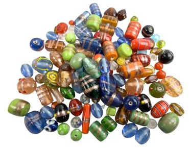 Creative-Beads Glasperlen, Bunte Mischung, ca. 300g, mind. 80 Perlen, ca. 6-16mm, Verschiedene Formen und Größen zum Auffädeln, Basteln, Selber Machen