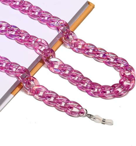 AAIXXIZAO Brillenkette Acryl-Kunststoff Transparent Farbige Kette Brillenseil Dünne Kette Umweltfreundliche Brillenkette Lila