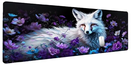 Alfombrilla Ratón Flor Alfombrilla Ratón XXL 1500x800mm Zorro Mouse Pad Gaming, Tapete Escritorio Mousepad Gaming Protector Escritorio, Tapete Rato Base de Goma Antideslizante Regalos para Hombre I-2