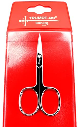 TRUMPF-AS Nagelschere Solingen 9cm • Gebogene Schere • Extra scharfe Nagelschere • Professionelle Maniküre Schere aus Carbonstahl • Made in Germany (Solingen)