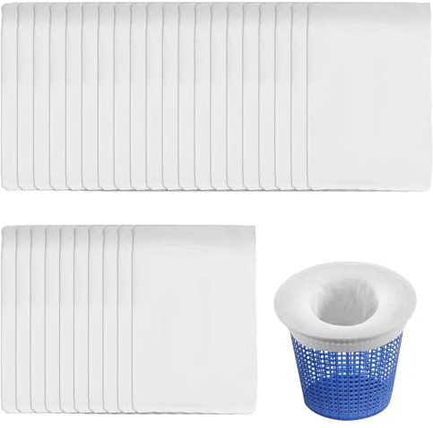 Lot de 30 chaussettes pour skimmer de piscine - Réutilisables - Pour skimmer et étang - Nettoyage de la saleté et des feuilles