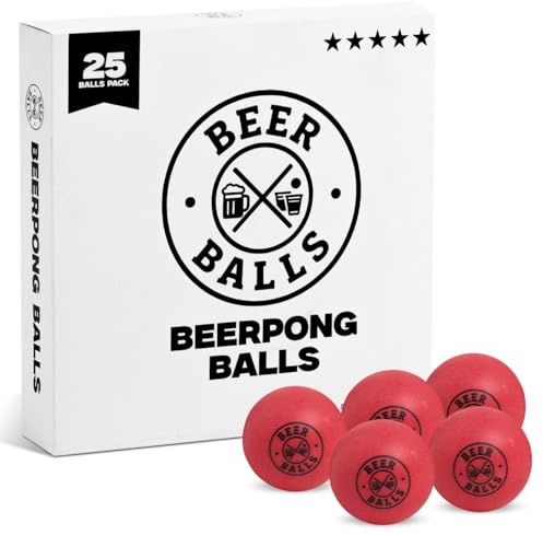OVANA Beer Pong - Pelotas de ping pong de 40 mm de calidad competitiva para pong de cerveza (2,7 g) – Tamaño oficial, ideal para celebraciones, fiestas de estudiantes y festivales (rojo, 25 / caja)