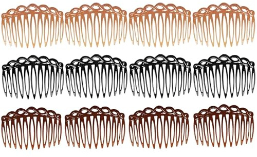 12 Pcs Hair Combs Slides for Women Set, Hair Slides for Women with Fine Hair, 3 Colors Vintage French Comb Styling Accessories for Girls Bridal Decorative