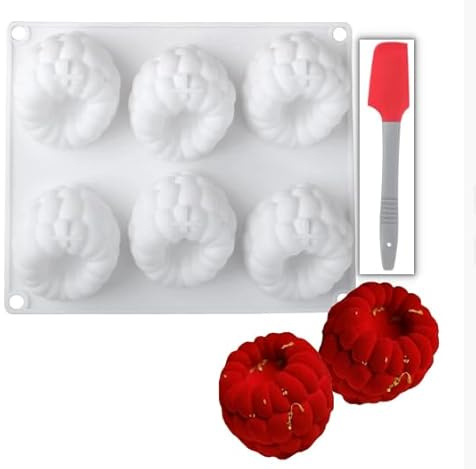 2 Pezzi Stampi In Silicone Per Dolci, Modello Lampone A 6 Cavità Stampi Silicone Dolci, Stampo Flessibile Per Preparare Caramelle, Gelatine, Cubetti Di Ghiaccio, Torte (C'è 1 Spatola Colorata)