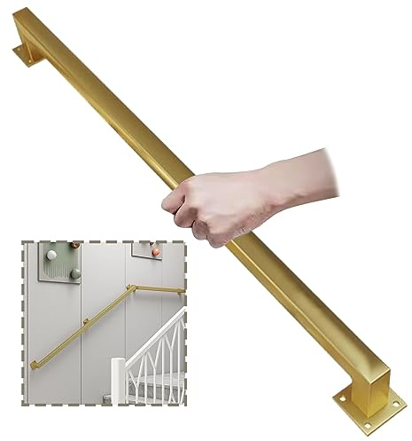 Garde-corps d'escalier en métal – Balustrade murale antidérapante pour intérieur/extérieur – Tuyau en fer galvanisé industriel – Ensemble complet pour la sécurité et le style.