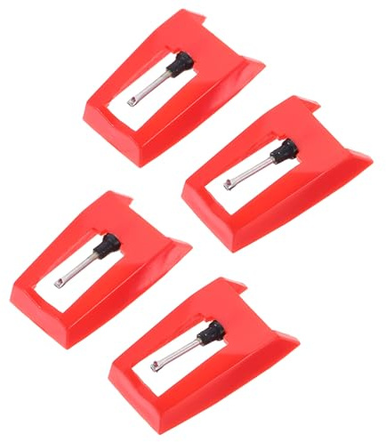 Cabilock 4 Stück Ersatznadeln Plattenspieler Tonabnehmer Phonographennadel Mit Rotem Diamant Stift Einfache Installation Hohe Abtastfähigkeit Kompatibel Für Vinyl Schallplatten