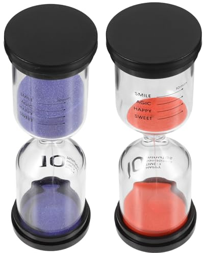 WATIIFUFU Reloj de Arena para Baño y Escritorio Temporizador de 10 Minutos Set de 2 Piezas Azul y Rojo Temporizador para Interiores y Cocina Accesorio Práctico para Control