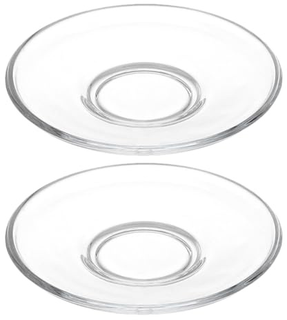 BESPORTBLE Platos Llanos de Cristal Transparente Redondos 12X12 CM 2 Piezas Platillos para Tazas de Café Bandejas para Aperitivos y Snacks Ideales para Uso Diario y Eventos Reutilizable