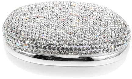 MOLUCKFU Rhinestone Ortodontiskt Retainerfodral med Spegel Plast Förvaringslåda för Tandställning Invisibility Aligner och Protes Bärbar och Robust Resekassett för Hem och Resa
