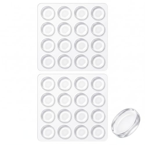Patins Transparents Antidérapants - 20mm x 5mm - Butées en Silicone Auto-adhésif pour Table en Verre et Meuble - Amortisseur de Bruit Invisible et Protection Anti-Rayures - Lot de 32