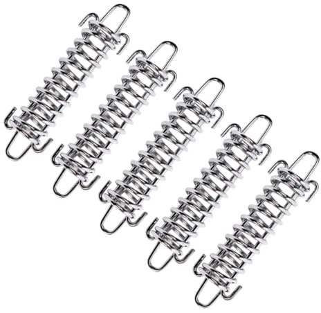 Veemoon Tent Spring Buckle 5pcs Stainless Steel for Outdoor Camping | Silver Finish, Anti-oxidation High Elasticity Design, Tightens and Stretches Rope with High Toughness