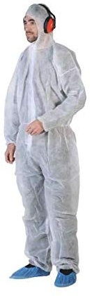 Schutzanzug Größe XL Einweg-Overall mit Kapuze Overall Medizinischer Schutz Hygiene Basteln Professionelles Material mit elastischen Bündchen und Beinabschlüssen