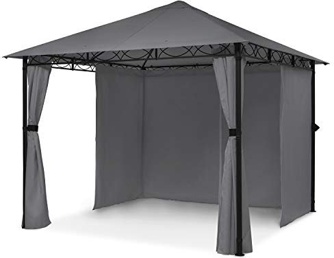 blumfeldt Mondo – Pabellón de jardín, Carpa para Fiestas, tamaño: 2,95 x 2,6 x 2,95 m, 4 Paredes, EasyMount Concept, resiste al Mal Tiempo: UV/Viento/Lluvia, Gri