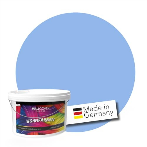 WALLCOVER hochwertige Wandfarbe für Innen | Blau Hellblau | 2.5L für 20m² | Hochdeckende Innenfarbe Matt (Klasse 1) | Profi Qualität aus Deutschland