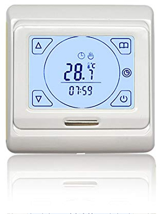 Thermostat E91 mit LCD-Touchscreen - Digitales Raumthermostat programmierbar mit Internem Temperatursensor und Bodenfühler - Heizungssteuerung für Fußbodenheizung. 16A