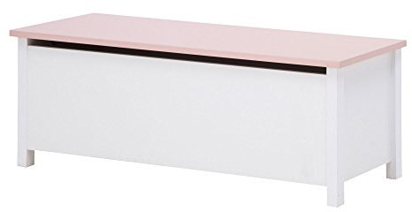 Furniture24 Truhe MIA MI10 Kiste Spielzeugkiste Kiste Weiß/Rosa Mädchenzimmer Kinderzimmer