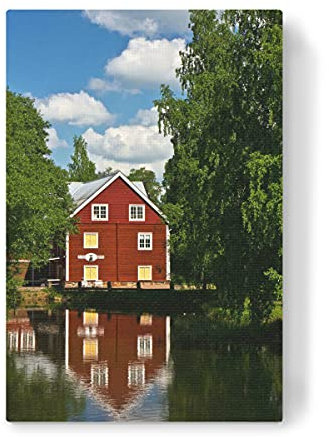 artboxONE Leinwand 90x60 cm Natur Haus am Fluss von Anja B. Schäfer