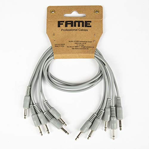 MUSIC STORE Eurorack, 50cm Patchkabel, Modulare Synthesizer Kabel, 5er Pack, Grau