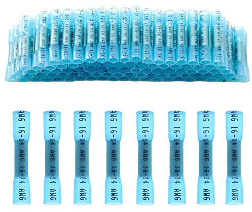 CEEYSEE Pack of 100 Cable Connectors, Insulated Waterproof Crimp Connectors, Shrink Connectors, Crimp Connectors, for 1.5 - 2.5 mm² Cable (Blue/DRTL)