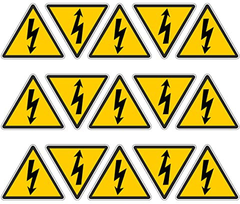 Pubblimania PERICOLO ELETTRICO RISCK ELECTRICK SHOCK 15 Adesivi a triangolo con stampa resistente per esterno/interno al sole o pioggia. (Cm 5,3x5 (15 pz))