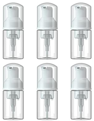 INCETUE 6 Stück Leere Schaumspender, 30 ml Mini Schäumende Pumpspender Plastik Pumpflasche, Nachfüllbarer Tragbare Flüssigkeit Spenderflasche, Klare Small Reiseflaschen für Kosmetik, Wimpernshampoo
